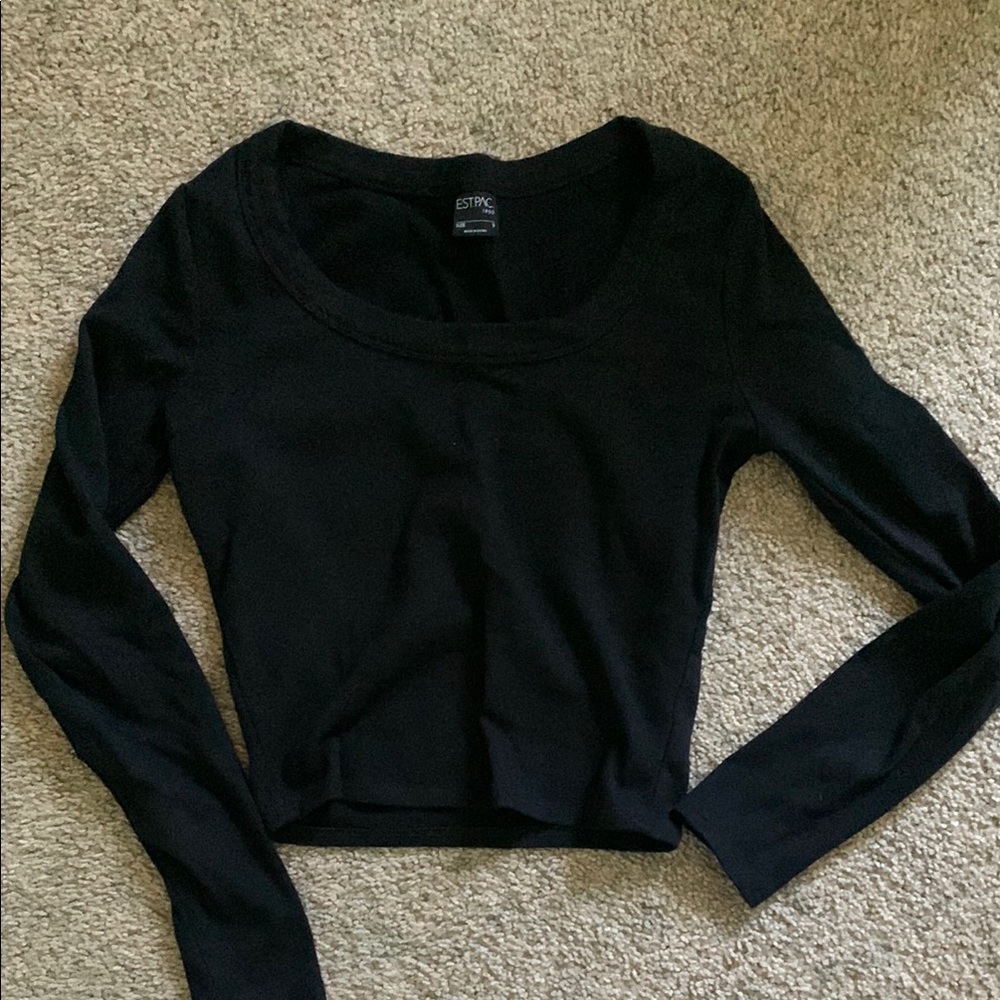 PacSun Black Long Sleeve Scoop Neck Women's Top